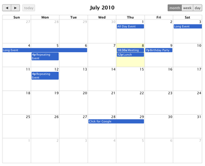 FullCalendar: An Excellent jQuery Calendar Plug-in Image